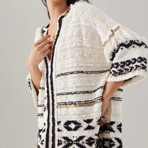 anthropologie bohemian margot fringed poncho sweater size xs/s